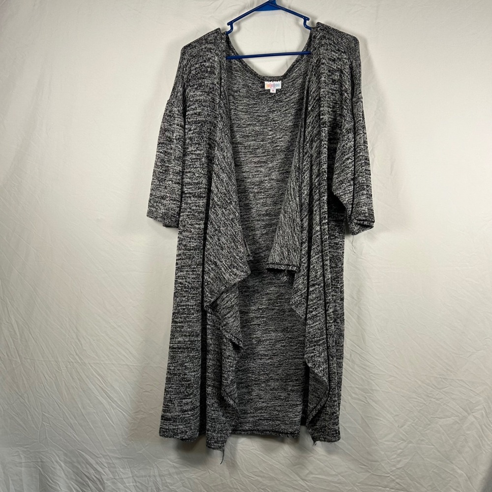 LuLaRoe Joy Cardigan Women M Grey Marled Knit Draped Open Front Vest